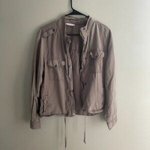 Staccato Tencel Utility Jacket Women’s Medium Taupe Lightweight Military Style J